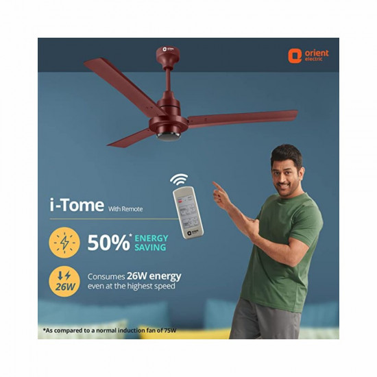 Orient Electric I Tome 1200mm 26W Intelligent BLDC Energy Saving Ceiling Fan with Remote