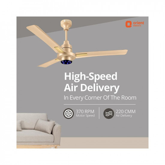 Orient Electric I Tome Plus 1200mm 26W BLDC Energy Saving Ceiling Fan with Remote | 5 Star Rated | Decorative Ceiling Fan (Topaz Gold, Pack of 1)