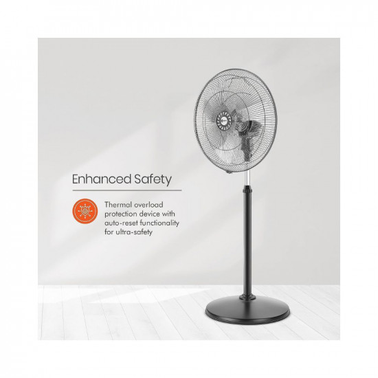 Orient Electric Tornado Pedestal Fan, 450 mm (Black)