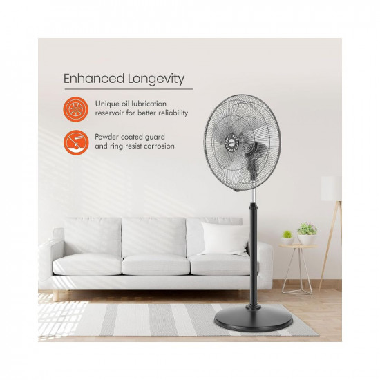 Orient Electric Tornado Pedestal Fan, 450 mm (Black)