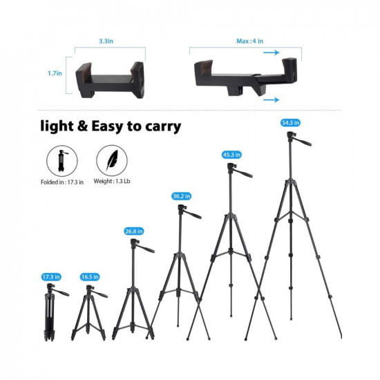 Osaka OS 550 Tripod 55 Inches (140 cm) with Mobile Holder and Carry Case for Smartphone & DSLR Camera Portable Lightweight Aluminium Tripod