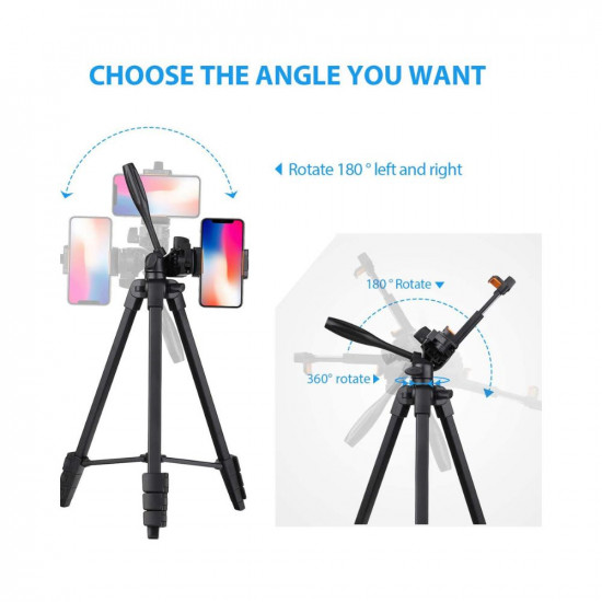 Osaka OS 550 Tripod 55 Inches (140 cm) with Mobile Holder and Carry Case for Smartphone & DSLR Camera Portable Lightweight Aluminium Tripod