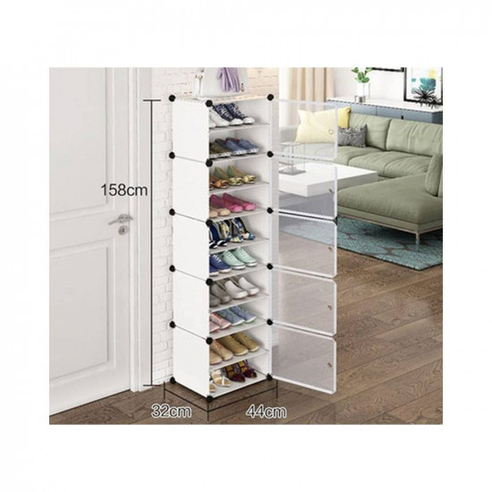 Oumffy Shoe Rack Portable Shoe Rack Organizer 30 Pair Tower Shelf Storage Cabinet Stand Expandable for Heels, Boots, Slippers, 10 Tier (Double 10 Shelves, White, Plastic)