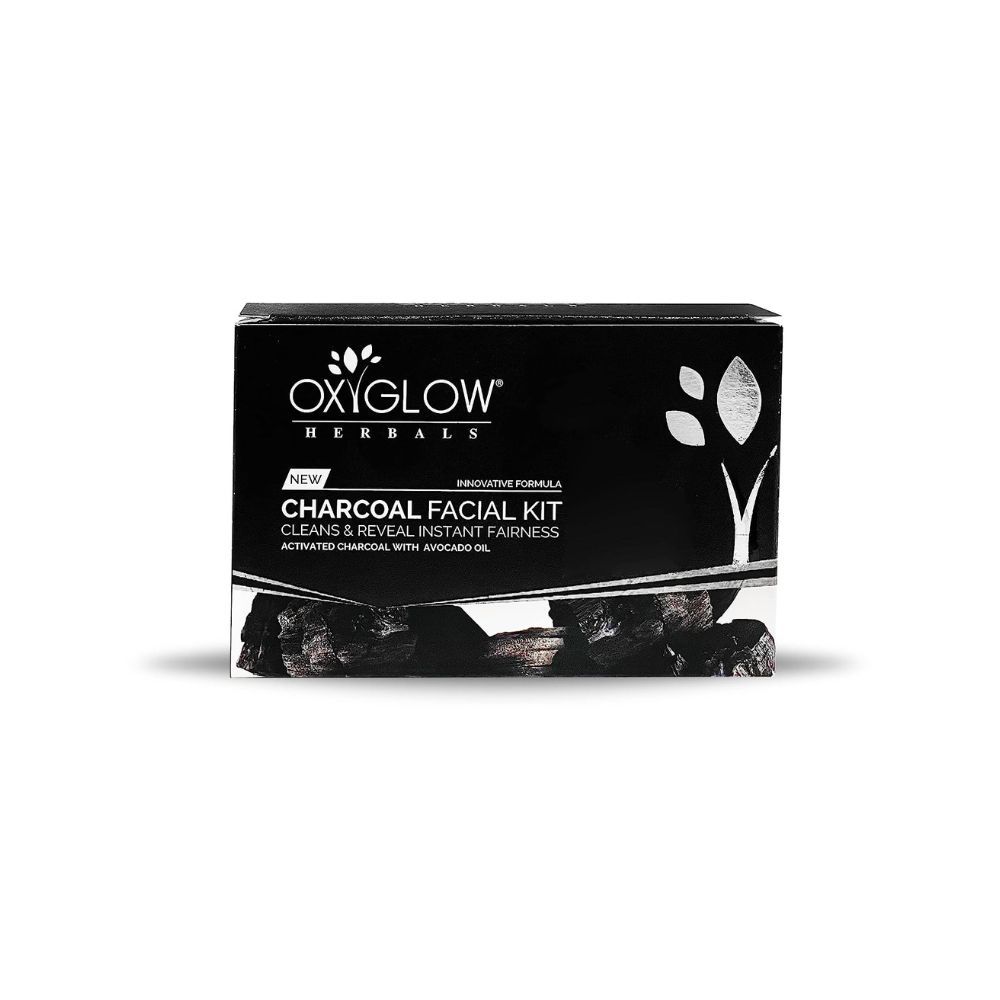 Oxyglow Herbals Charcoal Facial Kit, Off-White, 50 g