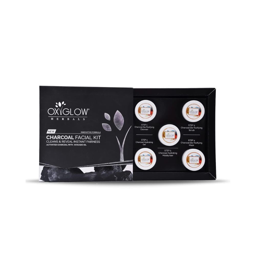 Oxyglow Herbals Charcoal Facial Kit, Off-White, 50 g