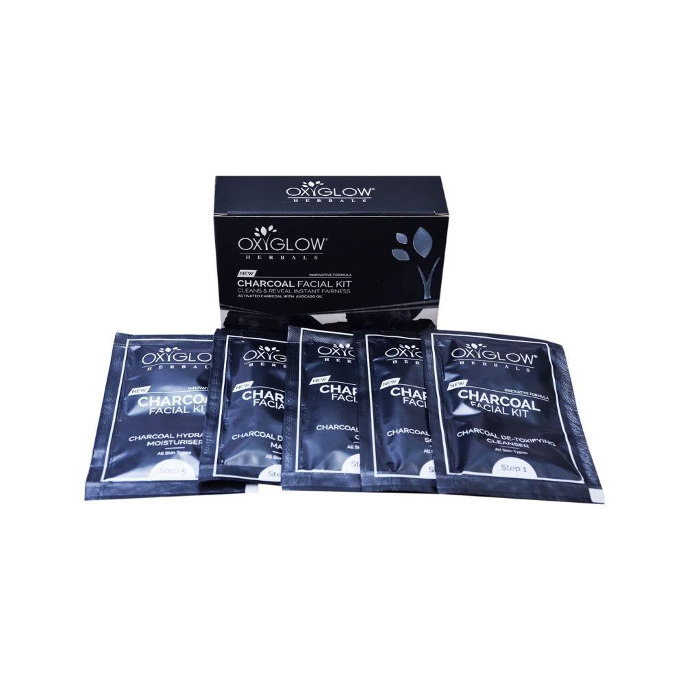 Oxyglow Herbals Charcoal Facial Kit, Off-White, 50 g