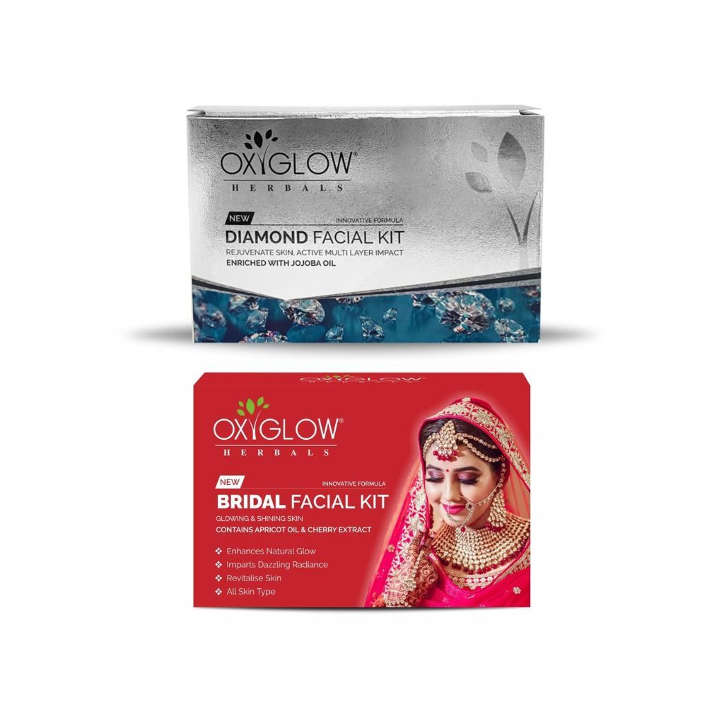 OxyGlow Herbals Diamond Facial Kit 50g & OxyGlow Herbals Bridal Facial Kit 53 Gm (Combo Pack)