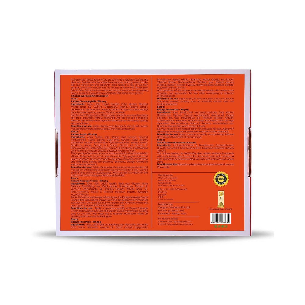 Oxyglow Herbals Papaya Facial Kit |6 Step Deep Clean and Improve skin Glow | for all types skin | for women | for men