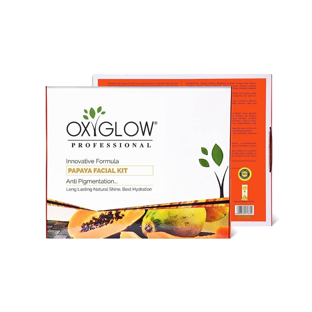 Oxyglow Herbals Papaya Facial Kit |6 Step Deep Clean and Improve skin Glow | for all types skin | for women | for men