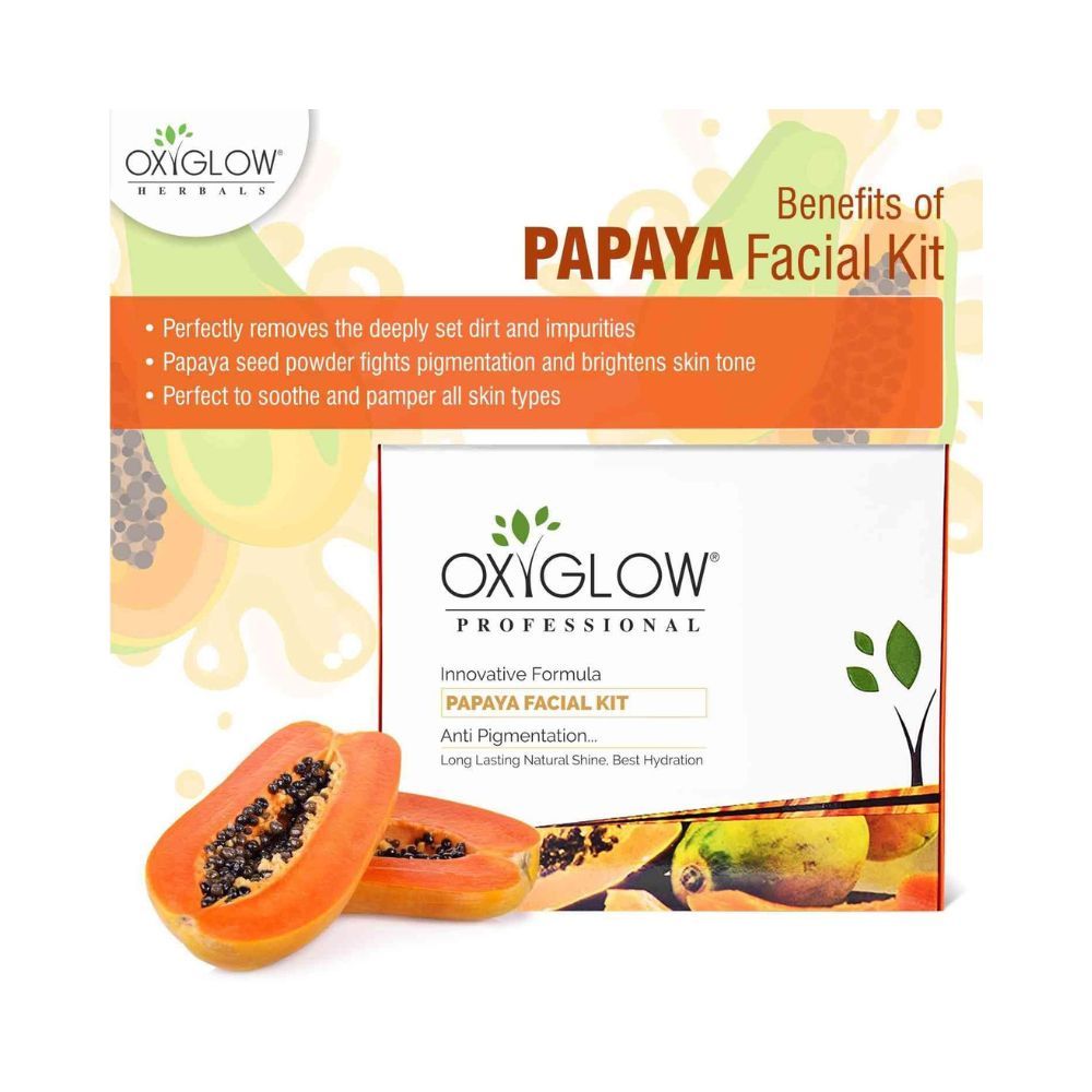 Oxyglow Herbals Papaya Facial Kit |6 Step Deep Clean and Improve skin Glow | for all types skin | for women | for men