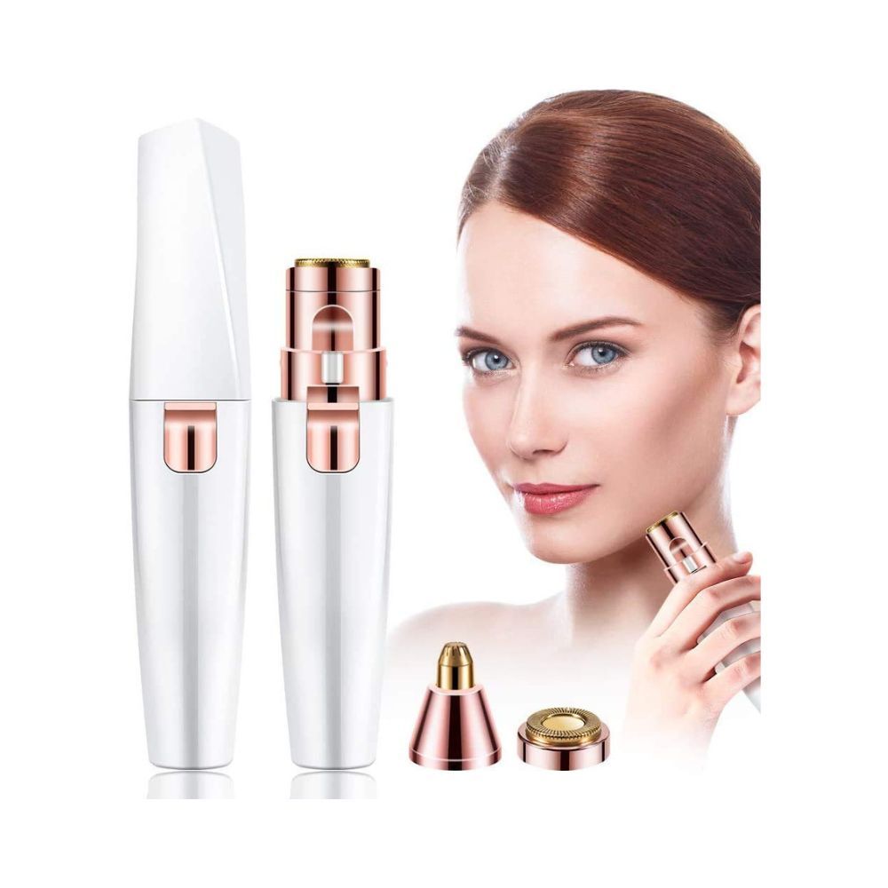 Painless Face Body Hair Remover Epilator Rechargeable Electronic Eyebrow Trimmer Portable Hair Removal Razor for Face Lips Nose Facial Hair Removal for Man/Women (White)