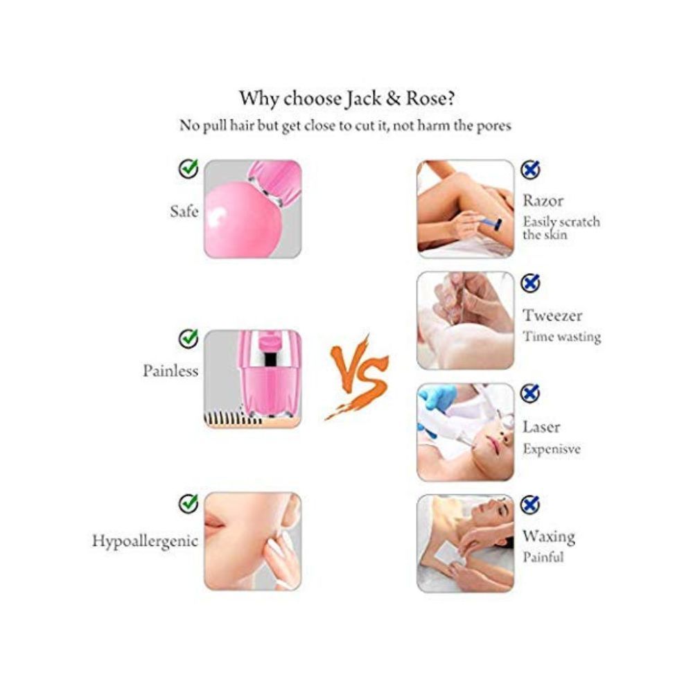 Painless Facial Waterproof Electric Shaver Painless Hair Remover Razor with LED Light for Face Chin Cheek Upper Lip Hairs