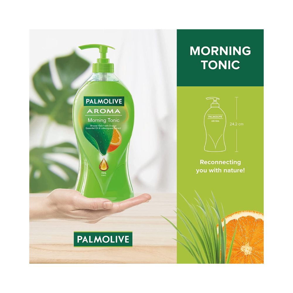 Palmolive 100% Natural Citrus Essential Oil & Lemongrass Extracts for a Soft and Smooth Skin, pH Balanced Aroma Morning Tonic Body Wash - 750ml