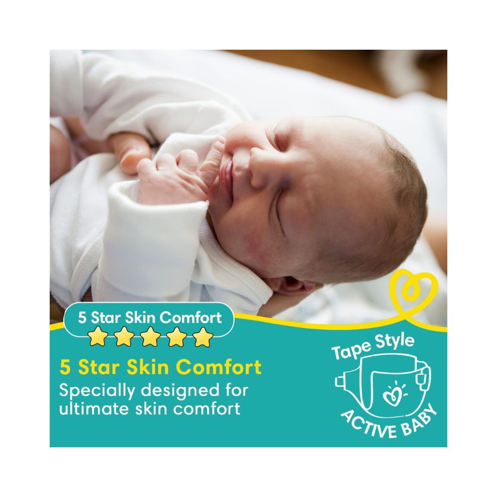 Pampers Active Baby Diapers, New Born, Extra Small, (NB, XS) size, 24 Count, Taped style diaper