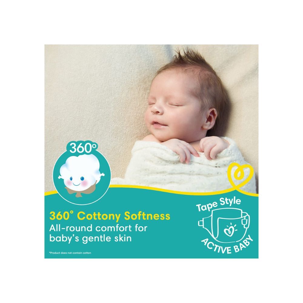 Pampers Active Baby Diapers, New Born, Extra Small, (NB, XS) size, 24 Count, Taped style diaper