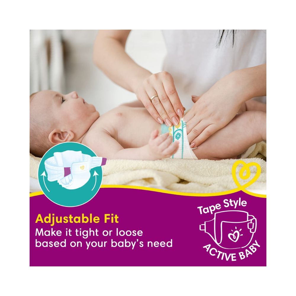 Pampers Active Baby Taped Diapers, Large size diapers, (LG) 50 count, taped style custom fit