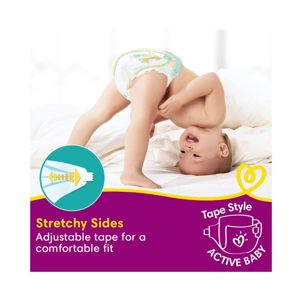 Pampers Active Baby Taped Diapers, Large size diapers, (LG) 50 count, taped style custom fit