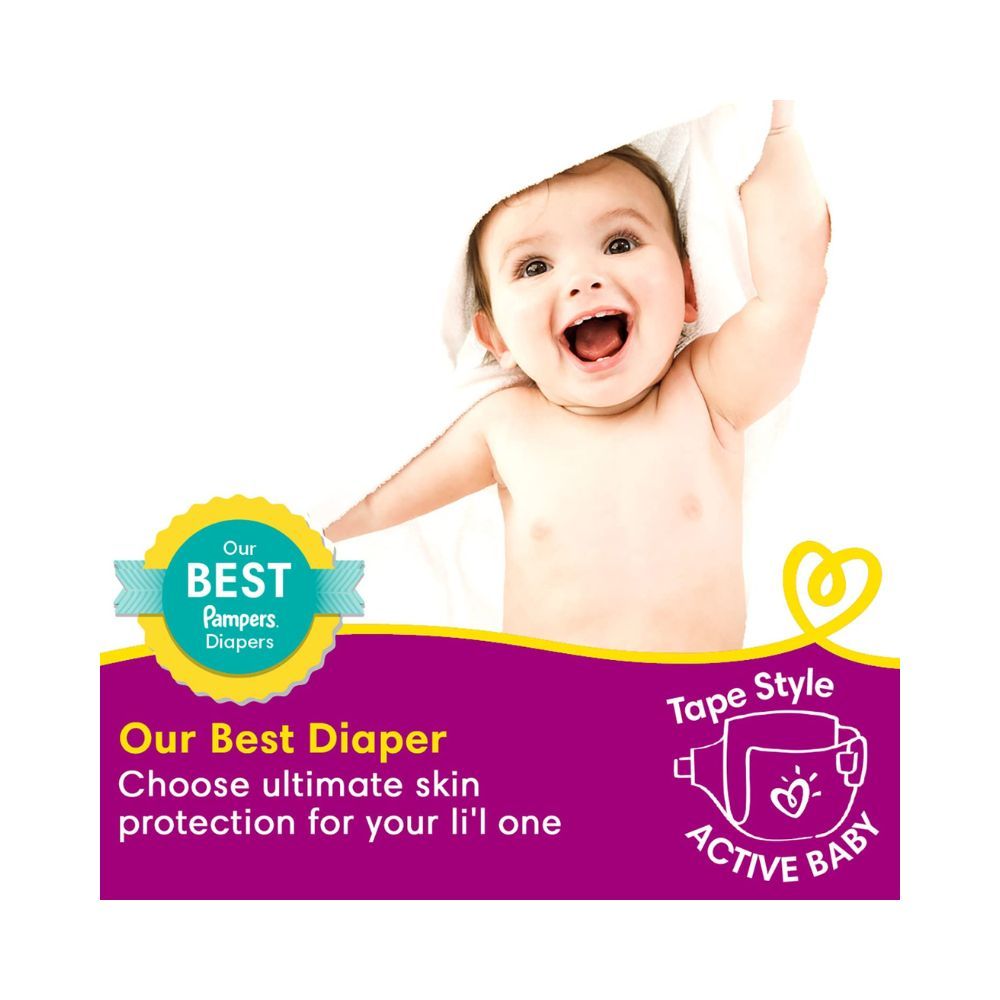 Pampers Active Baby Taped Diapers, Large size diapers, (LG) 50 count, taped style custom fit