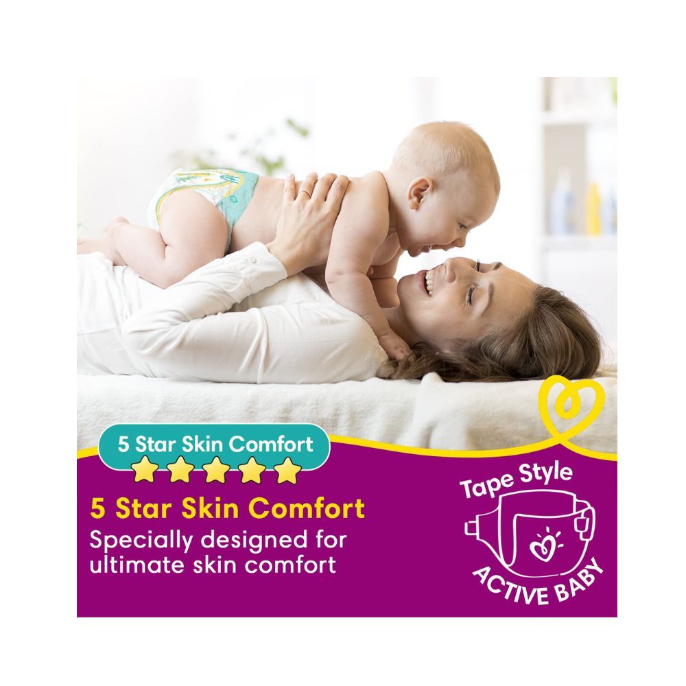 Pampers Active Baby Taped Diapers, Large size diapers, (LG) 50 count, taped style custom fit