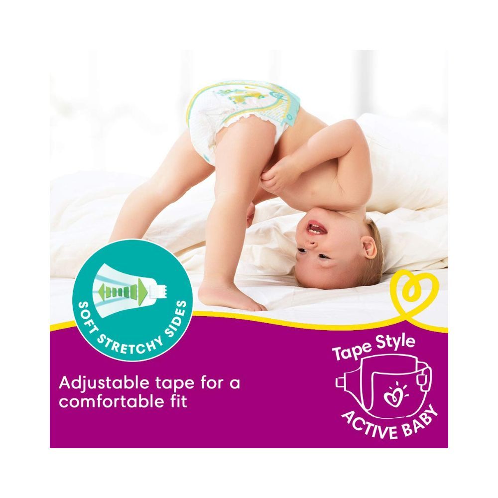 Pampers Active Baby Taped Diapers, Medium size diapers, (MD) 90 count, taped style custom fit