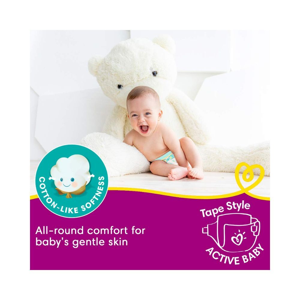 Pampers Active Baby Taped Diapers, Medium size diapers, (MD) 90 count, taped style custom fit