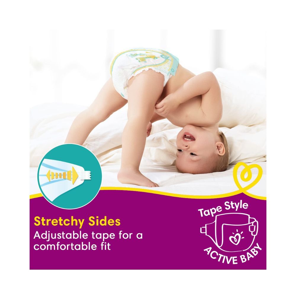 Pampers Active Baby Taped Diapers, Small size diapers, (SM) 92 count, taped style custom fit