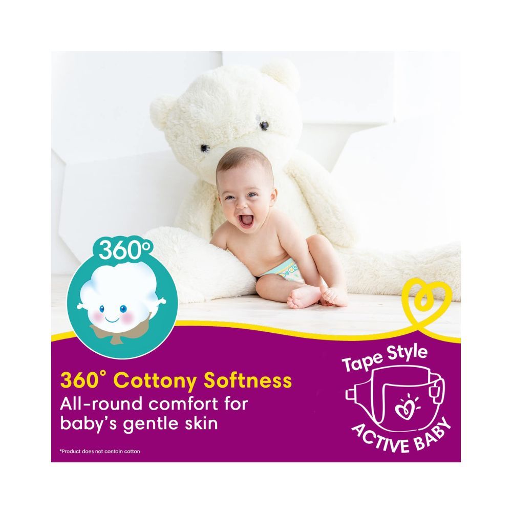 Pampers Active Baby Taped Diapers, Small size diapers, (SM) 92 count, taped style custom fit