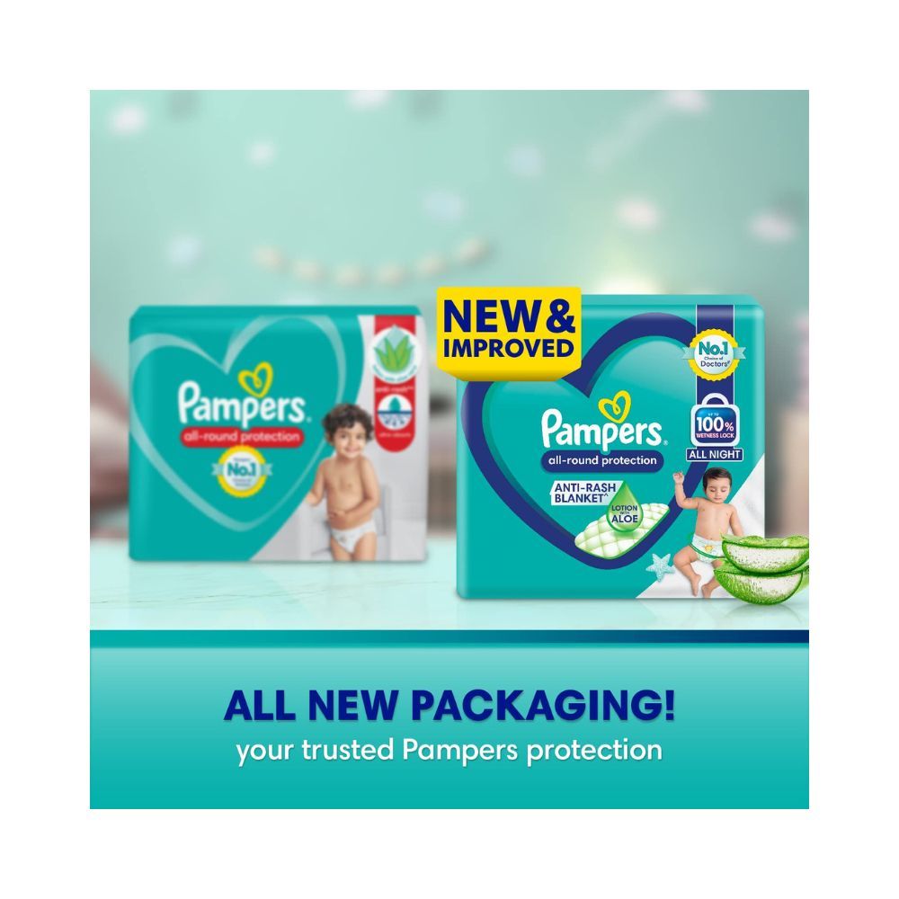 Pampers All round Protection Pants, Small size baby diapers (SM), 86 Count, Anti Rash diapers, Lotion with Aloe Vera