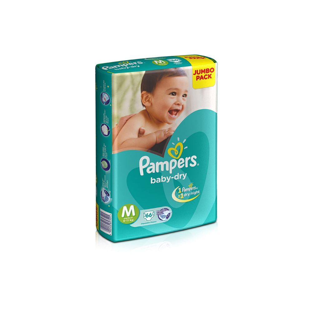 Pampers Taped Baby Diapers, Medium, (MD), 66 count