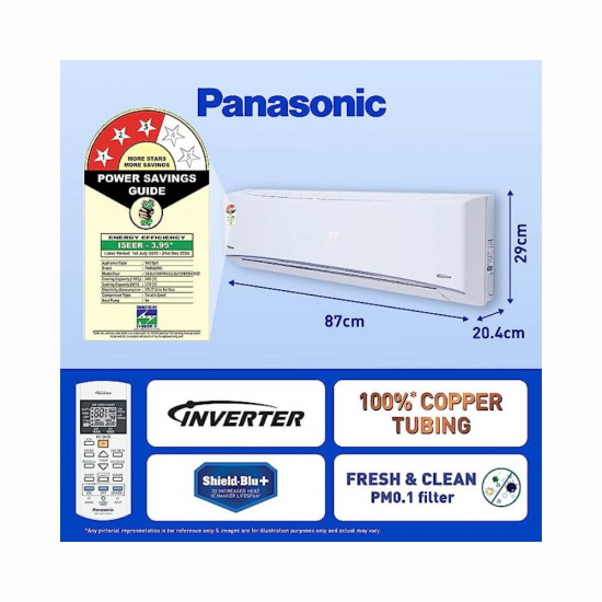 Panasonic 1 Ton 3 Star Wi Fi Inverter Smart Split AC Copper Condenser