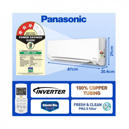 Panasonic 1 Ton 3 Star Wi-Fi Inverter Split Air Conditioner (White)
