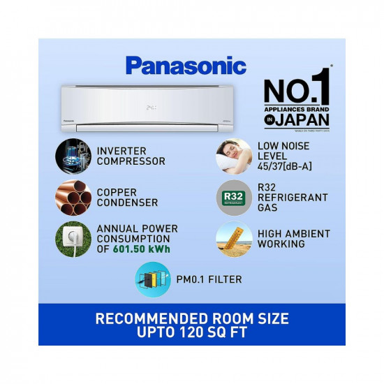 Panasonic 1 Ton 4 Star Wi-Fi Inverter Smart Split AC (Copper Condenser, 7 in 1 Convertible with additional AI Mode, 4 Way Swing, PM 0.1 Air Purification Filter, CS/CU-NU12YKY4W,2023 Model, White)