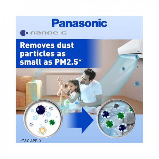 Panasonic 1 Ton 5 Star Wi-Fi Inverter Split Air Conditioner (Copper, Shield Blu Anti-Corrosion Technology, Nanoe-X Air Purification, Cs/Cu-Hu12Ykyf, White)