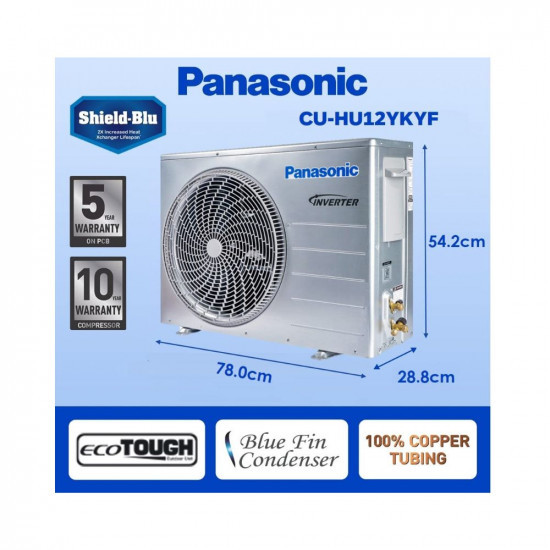 Panasonic 1 Ton 5 Star Wi-Fi Inverter Split Air Conditioner (Copper, Shield Blu Anti-Corrosion Technology, Nanoe-X Air Purification, Cs/Cu-Hu12Ykyf, White)