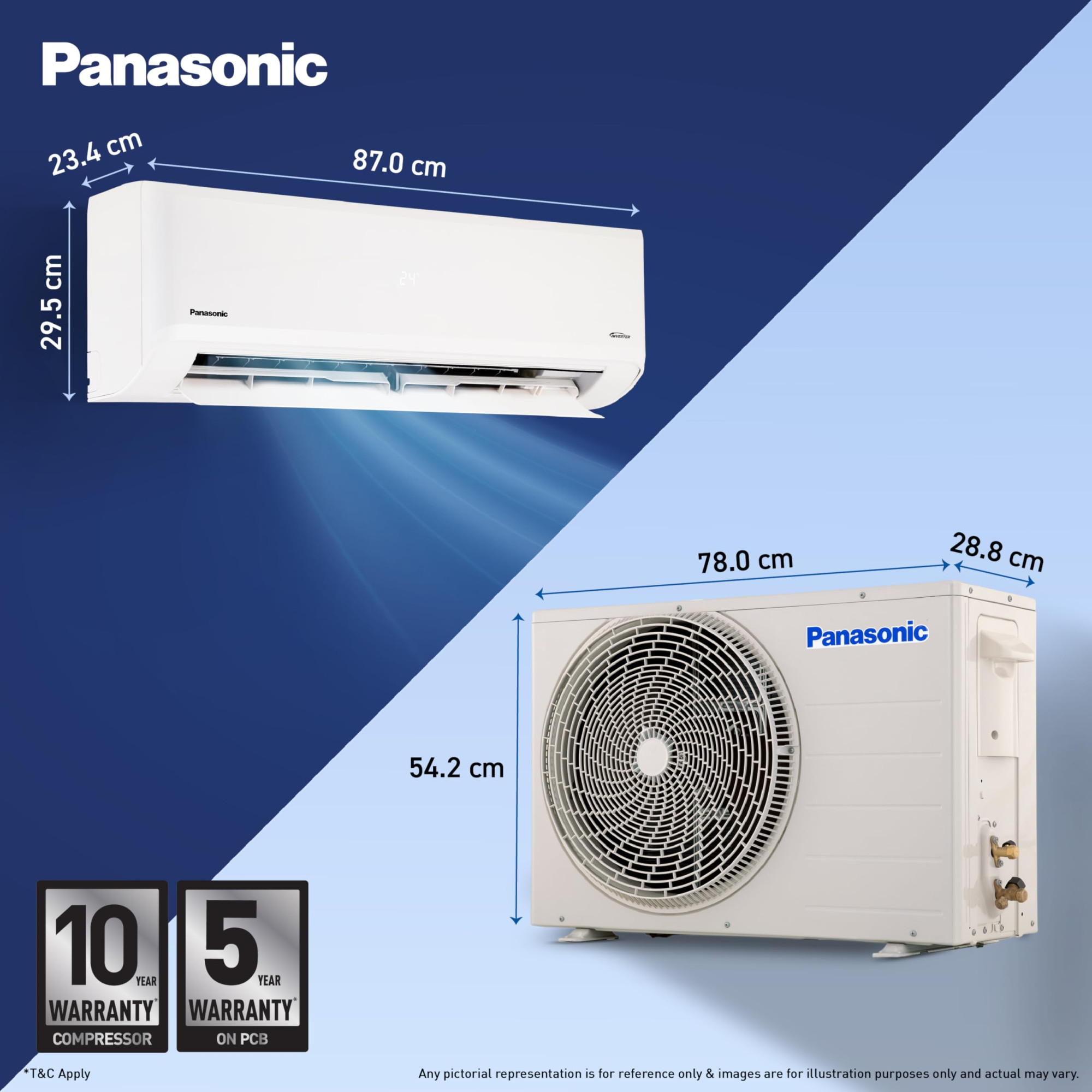 Panasonic 15 Ton 3 Star Premium Wi-Fi Inverter Smart Split AC MatterMirAIe AI DustBuster 55C Oper Copper Condenser 8in1 Convertible 2-Way PM01 Filter CSCU-SU18BKY3W 2026 Model White