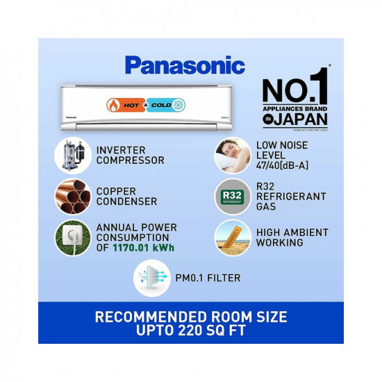 Panasonic 2 Ton 3 Star Hot and Cold Wi-Fi Inverter Smart Split AC (Copper, 7 in 1 Convertible with additional AI Mode, Twin Cool, PM 0.1 Air Purification, CS/CU-KZ24ZKYF, 2023 Model, White)