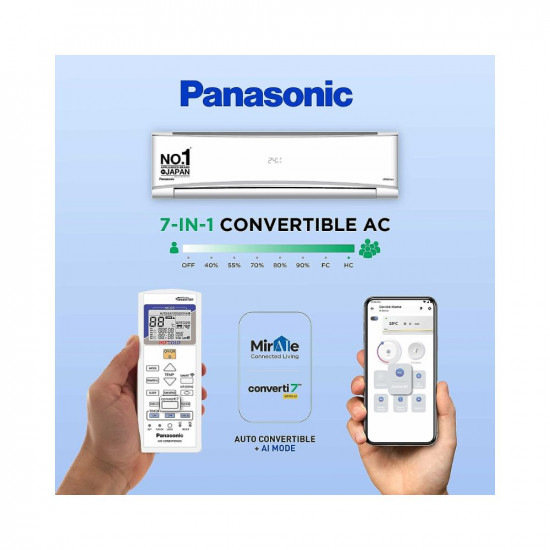 Panasonic 2 Ton 3 Star Hot and Cold Wi-Fi Inverter Smart Split AC (Copper, 7 in 1 Convertible with additional AI Mode, Twin Cool, PM 0.1 Air Purification, CS/CU-KZ24ZKYF, 2023 Model, White)