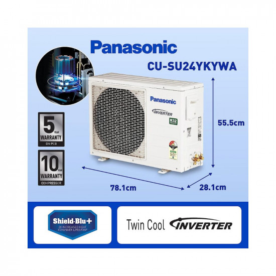 Panasonic 2 Ton 3 Star Wi Fi Inverter Smart Split AC Copper Condenser