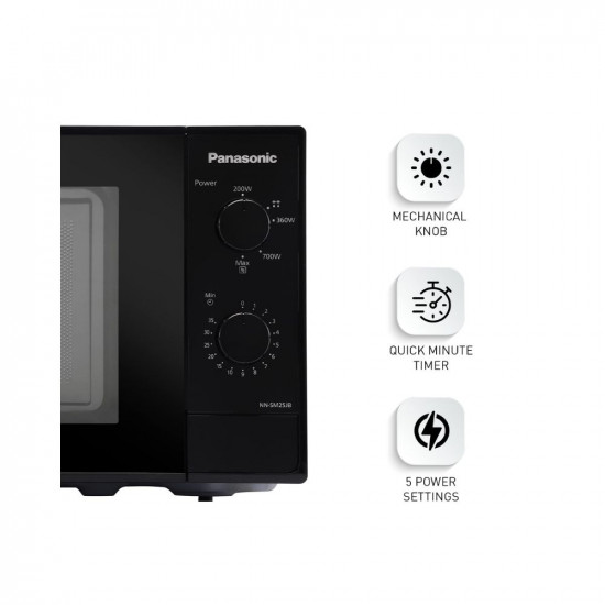 Panasonic 20L Solo Microwave Oven (NN-SM25JBFDG,Black)