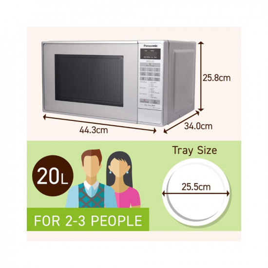 Panasonic 20L Solo Microwave Oven (NN-ST26JMFDG, Silver, 51 Auto Menus)