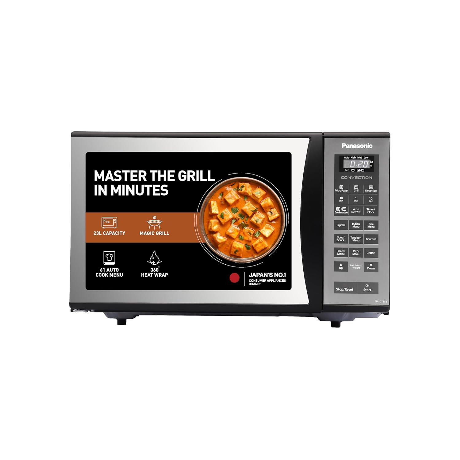 Panasonic 23 L Convection Microwave OvenNN-CT353BFDGBlack Mirror 360 Heat Wrap stainless steel cavity Magic Grill