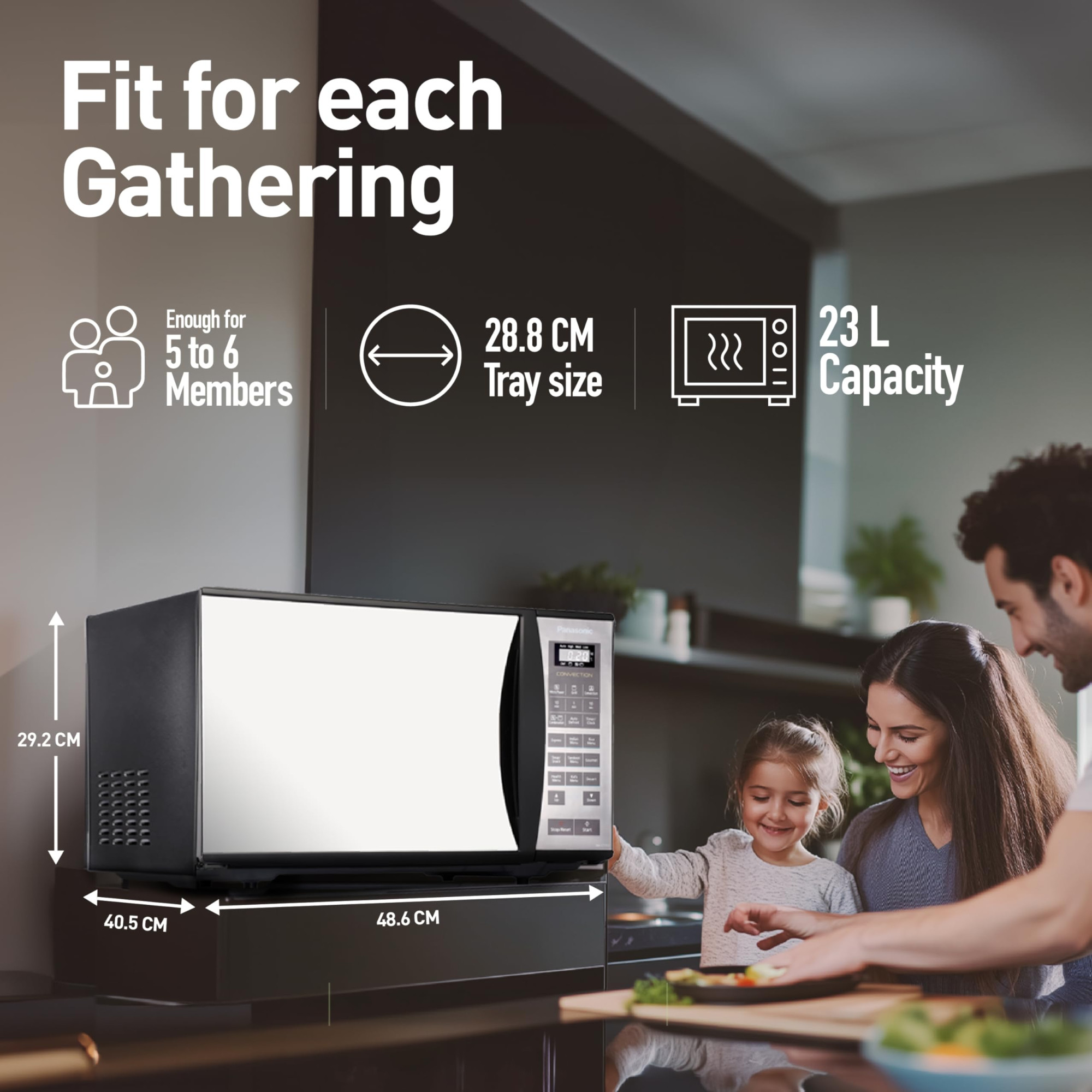Panasonic 23L Convection Microwave OvenNN-CT353BFDGBlack Mirror 360 Heat Wrap