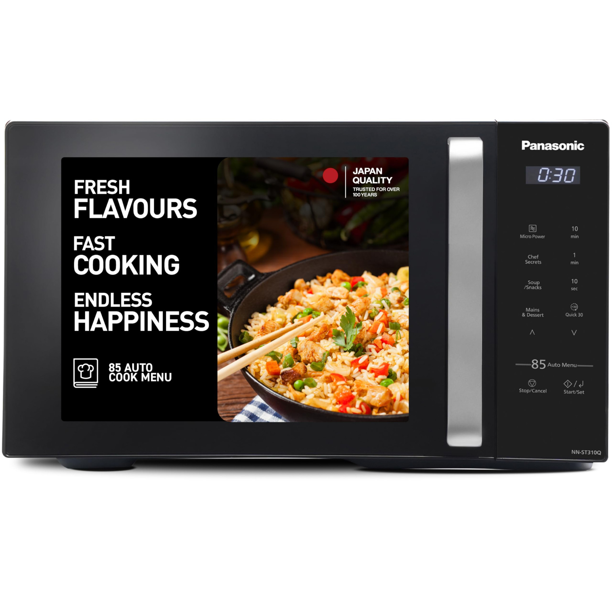 Panasonic 25L Solo Microwave Oven NN-ST310QBFG Black 85 Auto Cook Menus