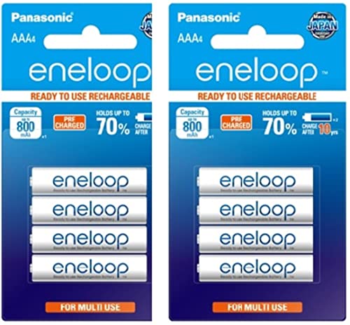 Panasonic 8-pack of Rechargeable Eneloop 800mAh NiMh AAA Batteries