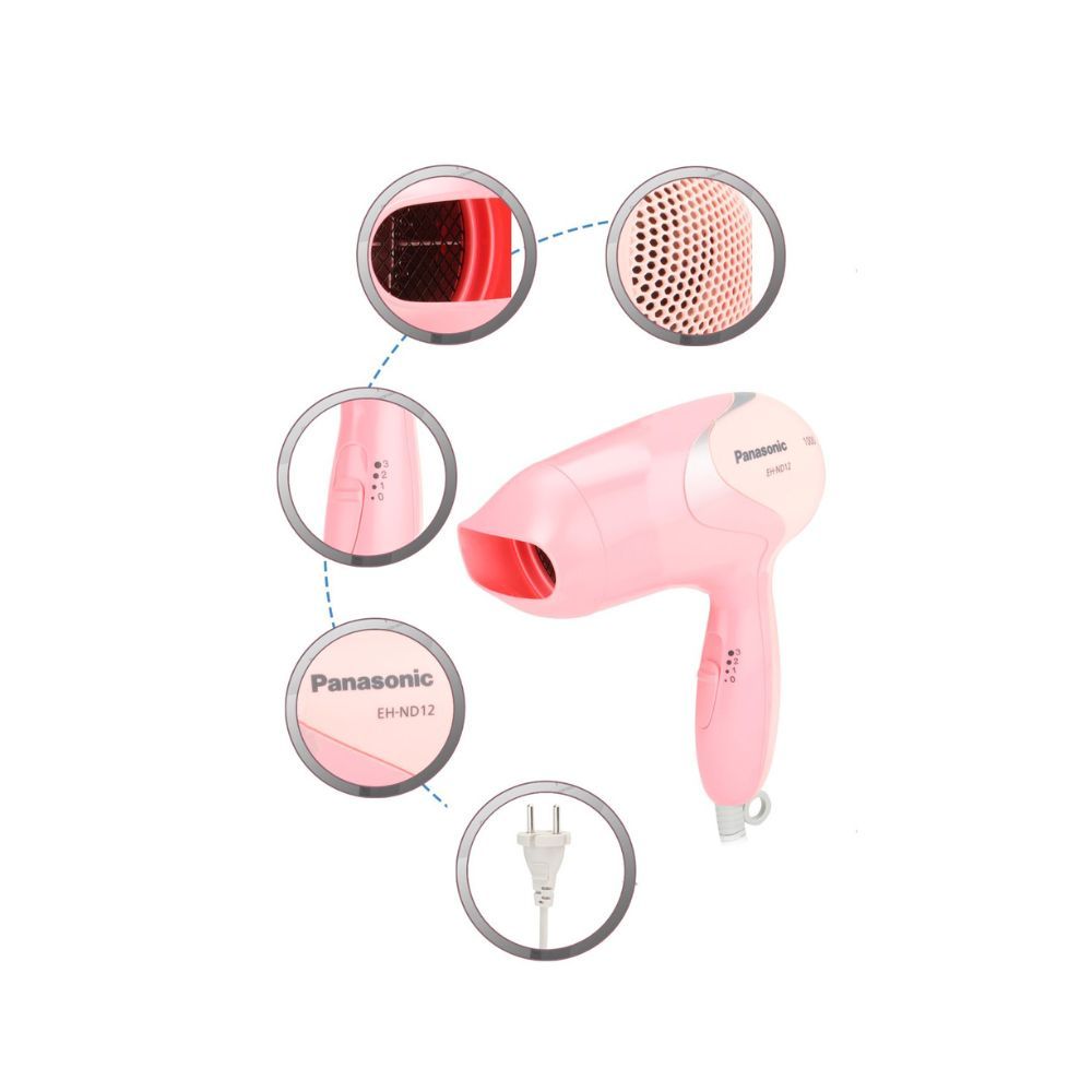 Panasonic EH-ND12-P62B 1000Watts Hair Dryer with Cool Air and Turbo Dry Mode(Pink)