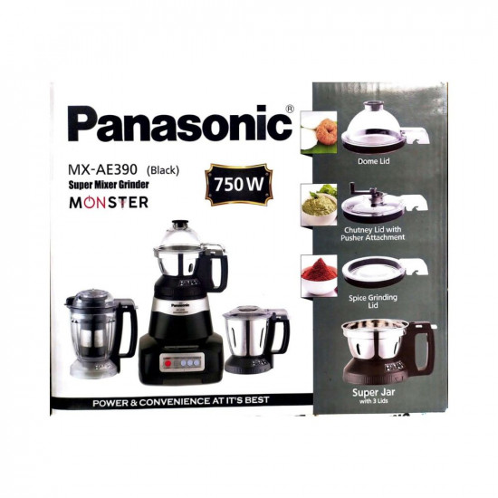 Panasonic MX-AE390 (Black) Monster Super Mixer Grinder 750W With 3 Jar