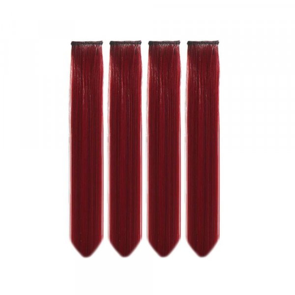 Paradise Hair Streak Colored Extension Highlighter For Women And Girls (Set Of 4 pc) (Maroon)