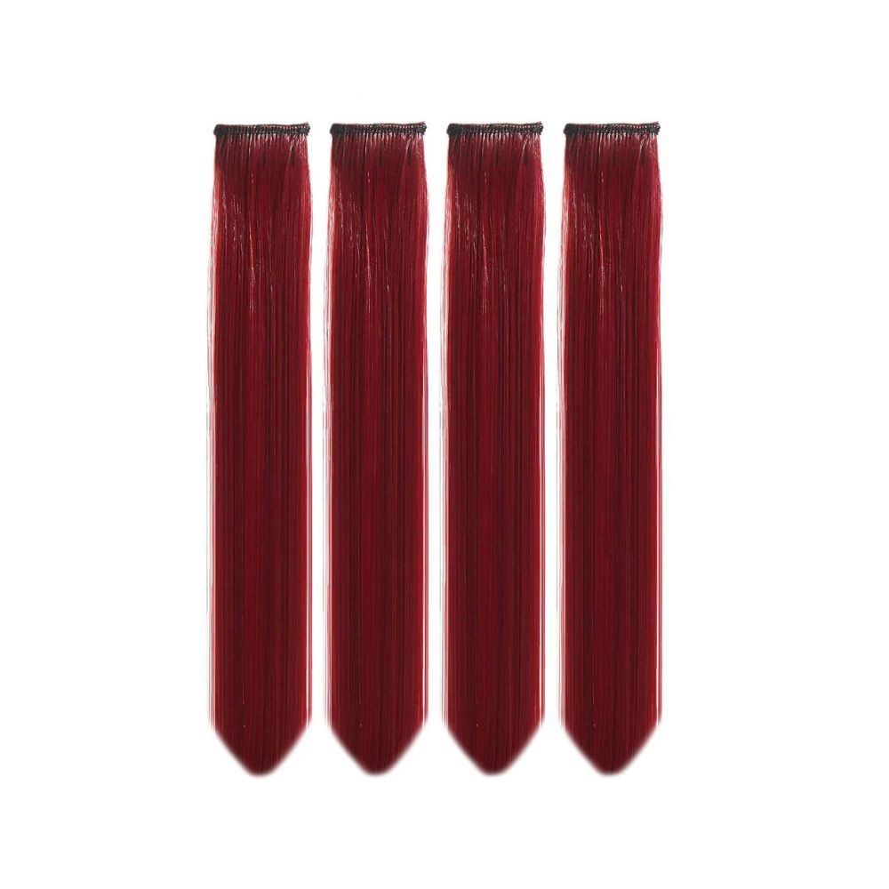 Paradise Hair Streak Colored Extension Highlighter For Women And Girls (Set Of 4 pc) (Maroon)