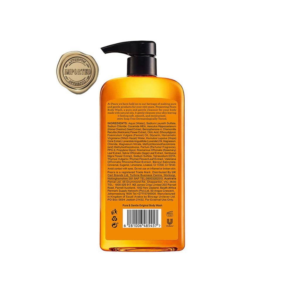 Pears Pure & Gentle Shower Gel, Body Wash With Glycerine And Natural Oils