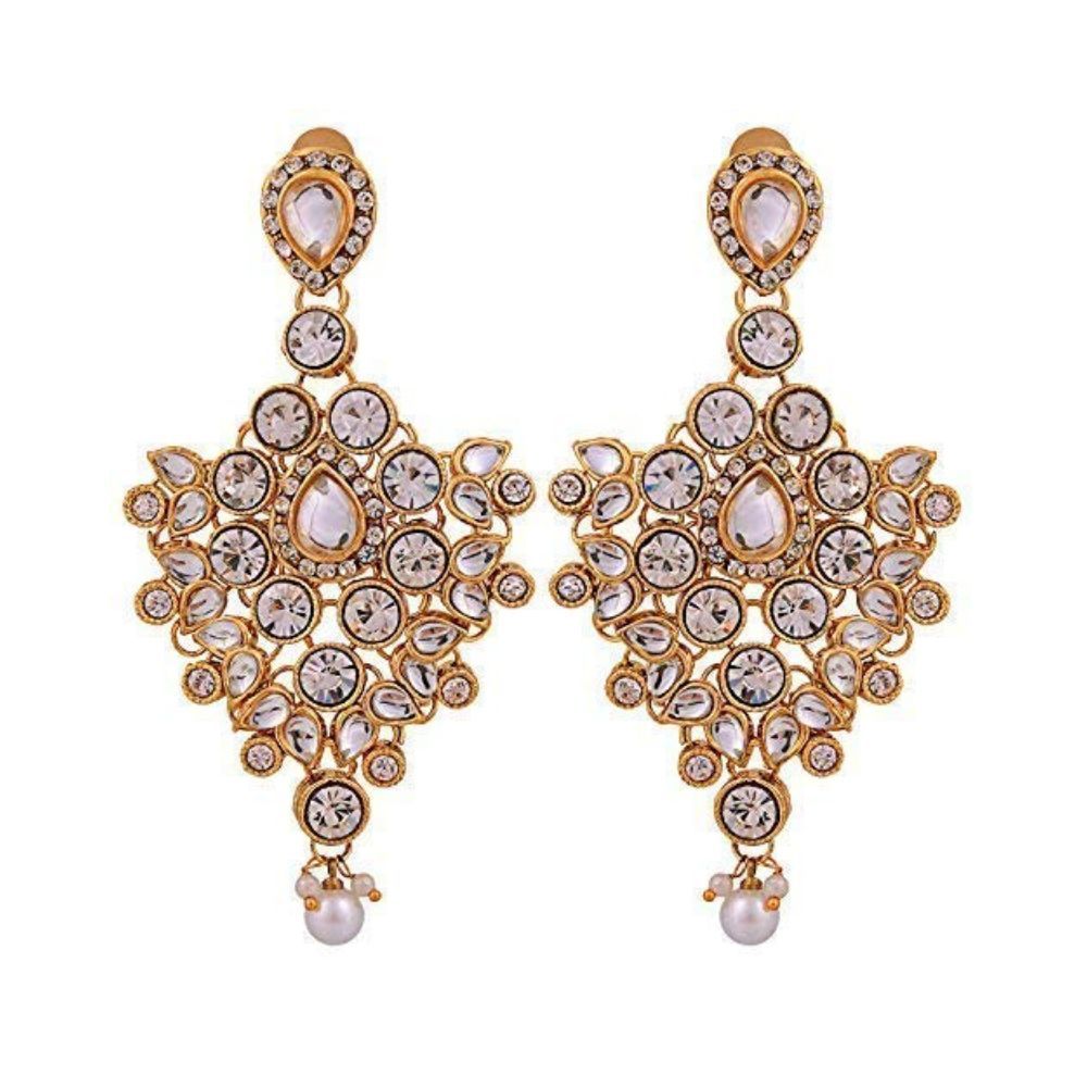 Peora 18K Gold Plated American Diamond Jodha Akbar Bridal Choker Necklace Traditional Jewellery Set for Women Girls